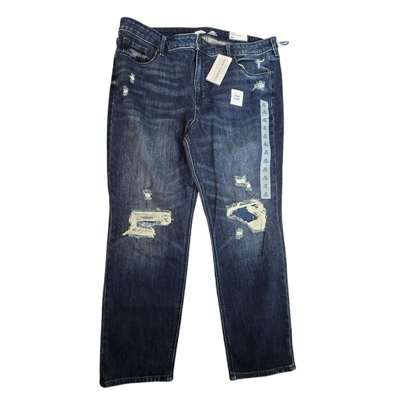 Old Navy Jeans Size 18 Distressed Power Slim Straight High Rise Ankle NWT JJ3846 - Picture 2 of 10